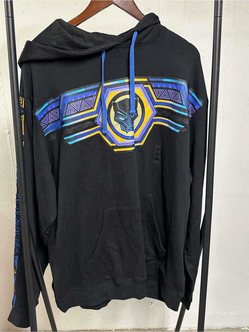 Marvel Black Panther Graphic Hoodie with Blue and Yellow Accents